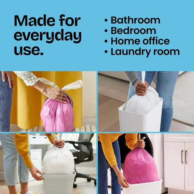 Alt view image 5 of 6 - Glad Odorshield Small Drawstring Trash Bags, 4 Gal, Febreze Beachside Breeze, 34 Ct, Pack May Vary