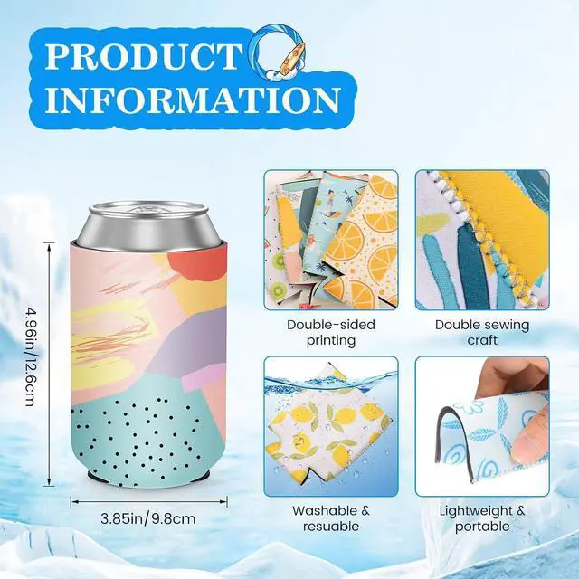 Alt view image 4 of 5 - 12 Pack Summer Can Cooler Sleeve Insulated Neoprene Can Coolers in Bulk