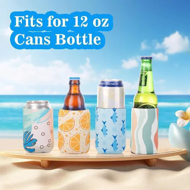 Alt view image 5 of 5 - 12 Pack Summer Can Cooler Sleeve Insulated Neoprene Can Coolers in Bulk