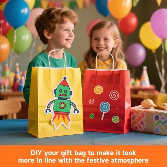 Alt view image 6 of 6 - METAPRINT 24Pcs Paper Gift Bags with Handles, 5.8x3.2x8.25 Inch,Rainbow