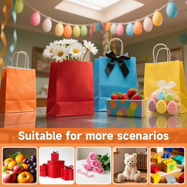 Alt view image 4 of 6 - METAPRINT 24Pcs Paper Gift Bags with Handles, 5.8x3.2x8.25 Inch,Rainbow