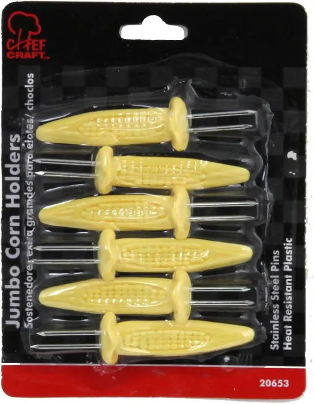 Alt view image 2 of 2 - Chef Craft Jumbo Corn Holders (6 Pieces), Yellow, One Size, 20653