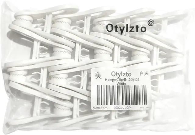 Alt view image 3 of 4 - Otylzto 20PCS Multi-Purpose White Hanger Clips, Standard Plastic Clips