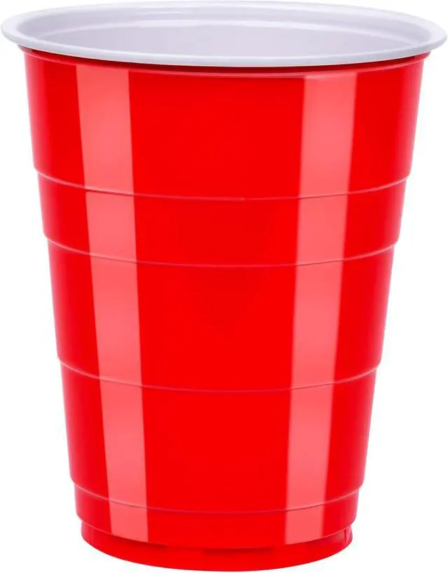 Alt view image 5 of 5 - Amazon Basics Sturdy Disposable Plastic Party Cups for Cold Drinks, Red, 18oz, 50 Count, BPA-Free