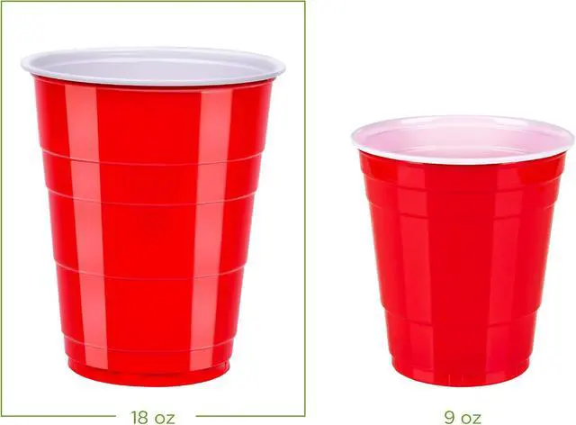 Alt view image 4 of 5 - Amazon Basics Sturdy Disposable Plastic Party Cups for Cold Drinks, Red, 18oz, 50 Count, BPA-Free