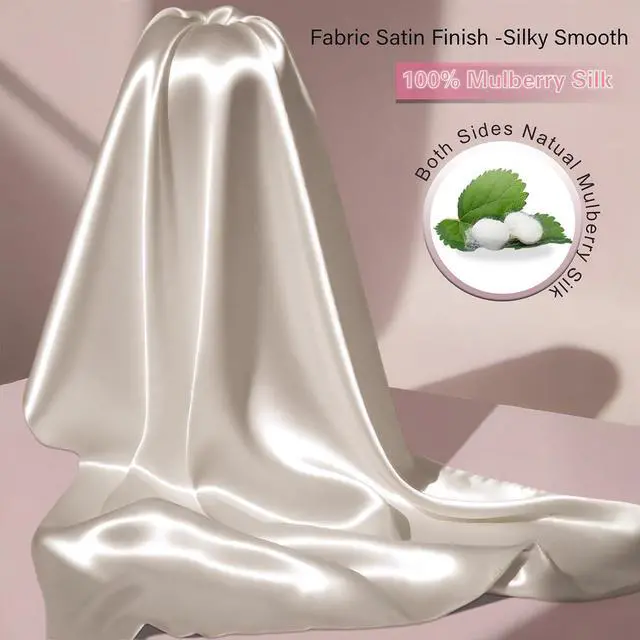 Alt view image 2 of 6 - Mulberry Silk Pillow Cases with Zipper, Ultra Smooth Soft Breathable Cooling Pillow Cases for Hot Sleepers, Silk Satin Pillowcase for Hair and Skin, Gifts for Women (Beige, Standard Size, 1 Pack)