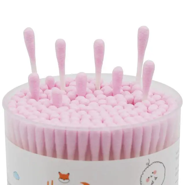 Alt view image 2 of 6 - Pink Cotton Swabs Precision Pointed - 200 Count Pointy Organic Cotton Double Side Tightly Wrapped Cotton Tips Paper Stick Soft Gentle Lint-Free Cruelty-Free, Pointy & Round (Pink)