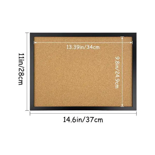 Alt view image 7 of 7 - Black Cork Bulletin Board 14.6 x 11 Inches, Oak Veneer Frame, Wall-Mounted for Office Home and School (Pins, Eye Bolts, Washers, Screws)