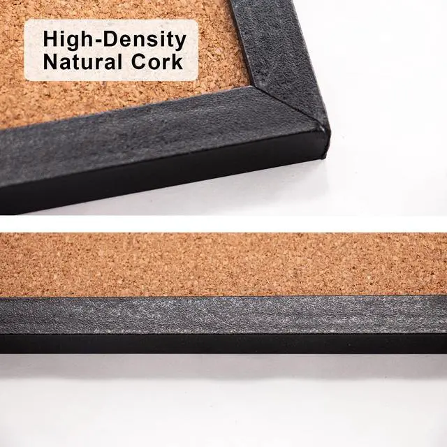 Alt view image 6 of 7 - Black Cork Bulletin Board 14.6 x 11 Inches, Oak Veneer Frame, Wall-Mounted for Office Home and School (Pins, Eye Bolts, Washers, Screws)