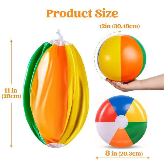 Alt view image 3 of 6 - JOYIN 12 Pack 12 Inch Beach Balls - Bulk Classic Inflatable Pool Toys for Games, Adults, Kids, Birthday Party Supplies, Rainbow Color Summer Hawaiian Decorations