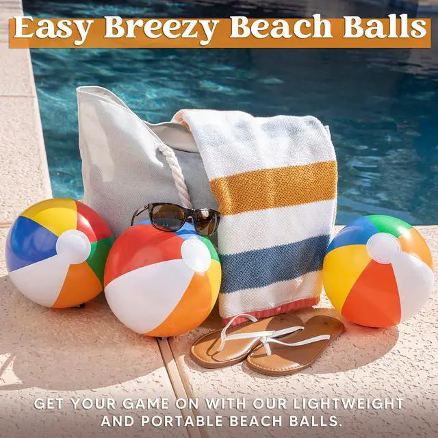 Alt view image 4 of 6 - JOYIN 12 Pack 12 Inch Beach Balls - Bulk Classic Inflatable Pool Toys for Games, Adults, Kids, Birthday Party Supplies, Rainbow Color Summer Hawaiian Decorations