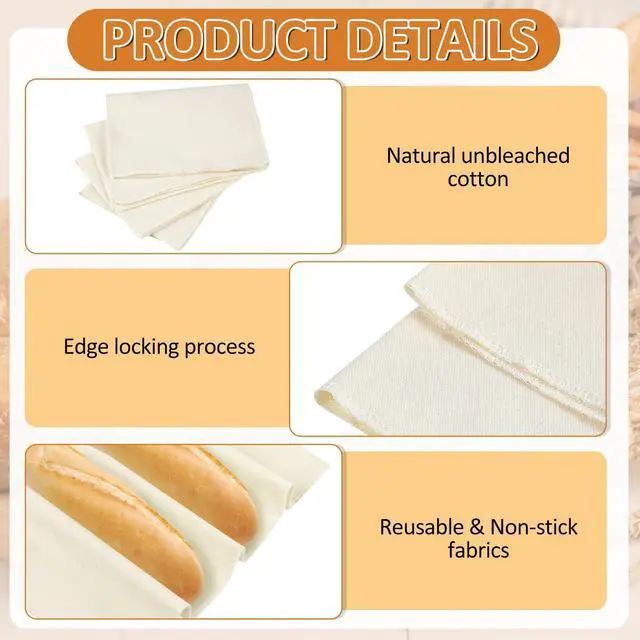 Alt view image 6 of 7 - Ninsula 4-Piece Tea Towels for Baking Sourdough, 14x18.8Inches Reusable Thick Bread Cloth for Proofing, Bread Cloth for Loaf, Pastry, Bread