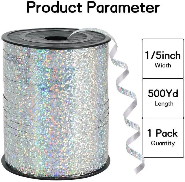 Alt view image 4 of 6 - BEISHIDA 500 Yards Silver Ribbon Curls, Balloon String Shiny Metallic Roll for Gift Wrapping, Birthday Party, Festival, Art Craft, Floral Decoration