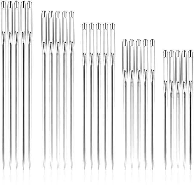 Main image of RITDVNI 50 Pieces Sewing Needles, Large Eye Hand Sewing, 5 Sizes Embroidery Needles, Stainless Steel Yarn Needles, Self-Threading Needles for Hand Sewing