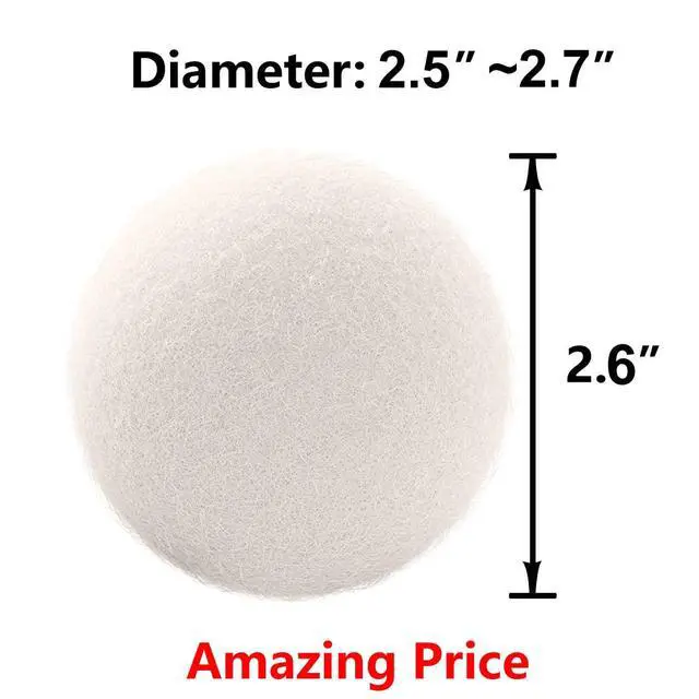 Alt view image 2 of 3 - Otylzto Wool Dryer Balls 6 Pack, Reusable Natural Fabric Softener, Reduces Wrinkles, Dries Clothes Faster, Eco-Friendly