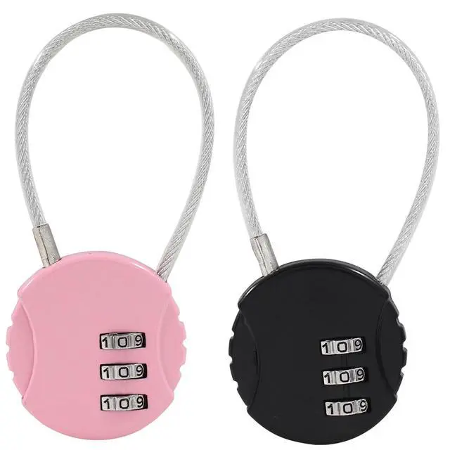 Alt view image 3 of 5 - Waziaqoc 2-Pack Mini Cable Combination Lock, Pink and Black