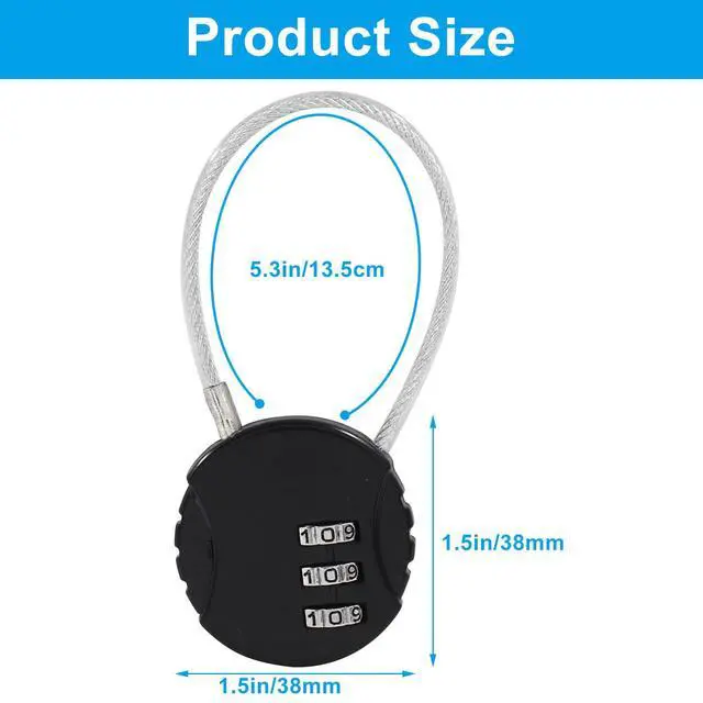 Alt view image 5 of 5 - Waziaqoc 2-Pack Mini Cable Combination Lock, Pink and Black