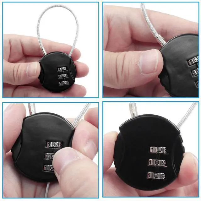 Alt view image 4 of 5 - Waziaqoc 2-Pack Mini Cable Combination Lock, Pink and Black