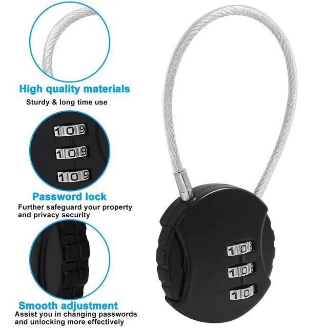 Alt view image 2 of 5 - Waziaqoc 2-Pack Mini Cable Combination Lock, Pink and Black