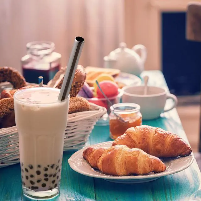 Alt view image 2 of 7 - 2 Pack Reusable Bubble Tea Straws, 0.5Inch Wide Stainless Steel Straws, for Boba, Milk Tea, Milkshakes, Smoothies, with 1 Cleaning Brush and 1 Phone Case