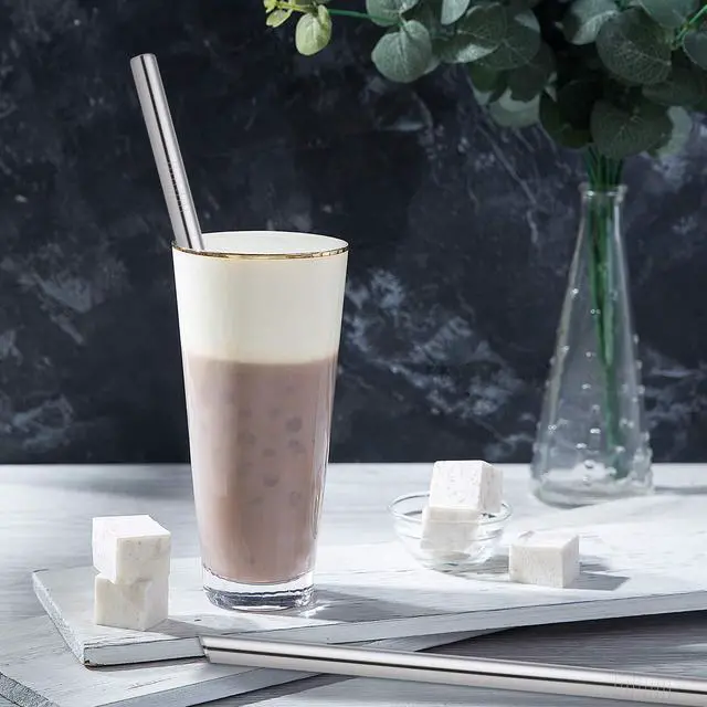 Alt view image 7 of 7 - 2 Pack Reusable Bubble Tea Straws, 0.5Inch Wide Stainless Steel Straws, for Boba, Milk Tea, Milkshakes, Smoothies, with 1 Cleaning Brush and 1 Phone Case
