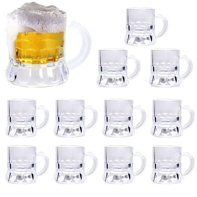 Main image of YAXINRUI Mini Shot Glass 1oz Plastic Beer Tasting Cup, 1.75in High, 12pcs for Beer Festivals, Birthday, Wedding, Party, BBQ, Picnic
