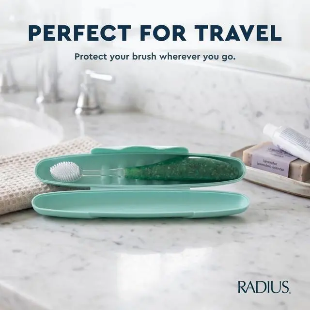 Alt view image 3 of 7 - RADIUS Toothbrush Travel Case for Standard Brush, BPA-Free Recycled Plastic, Light Blue, 8.25H x 1.38W x 1.75L Inches, Portable for Bathroom School Home Camping