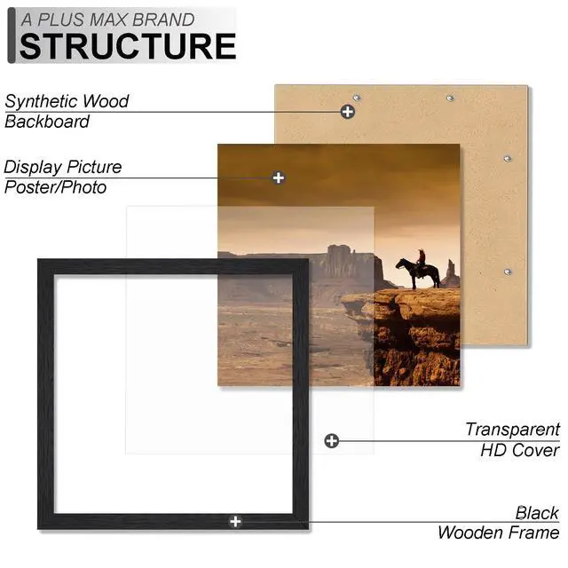 Alt view image 2 of 6 - 24x15.24cm Photo Frame 2-Pack, Black, Lightweight Tabletop and Wall-Mounted