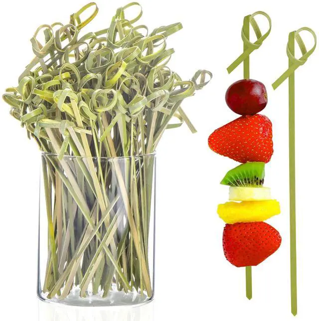Main image of JtmyAota 100 Pack Bamboo Skewers, 4.7Inch Natural Bamboo Cocktail Picks for Appetizers, Cake, Dessert, Fruit, Party Decor