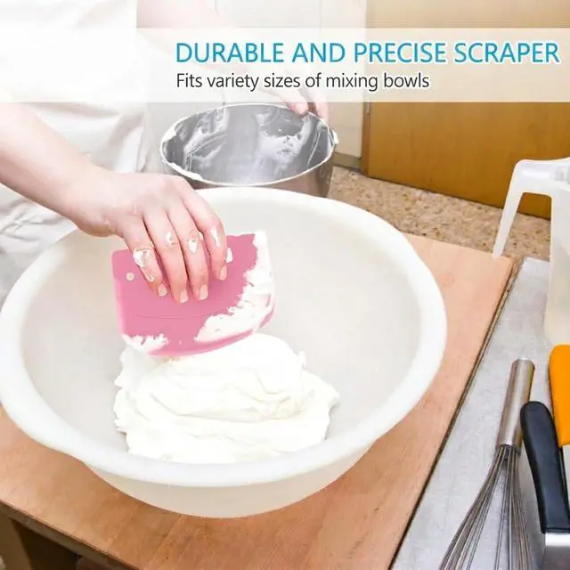 Alt view image 3 of 5 - Bowl Scraper Dough Scraper 2-Pack, Flexible Plastic Kitchen Pastry Cutting Tool, Bread Dough Baking Cake Fondant Icing Food Scraper