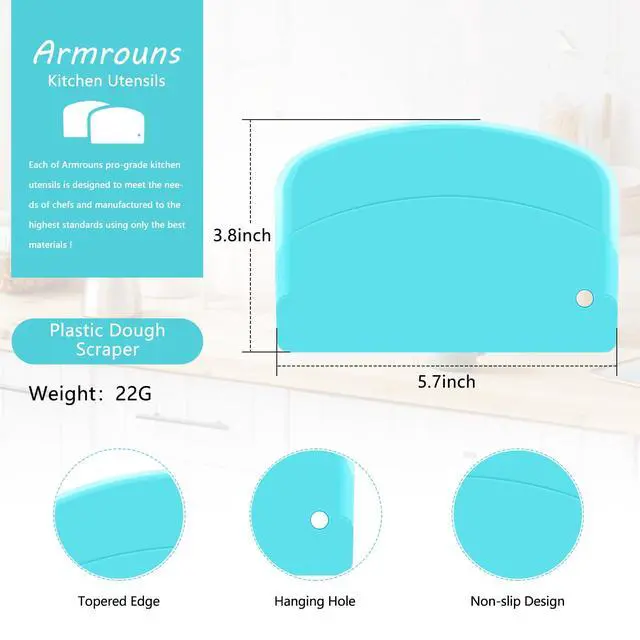Alt view image 4 of 5 - Bowl Scraper Dough Scraper 2-Pack, Flexible Plastic Kitchen Pastry Cutting Tool, Bread Dough Baking Cake Fondant Icing Food Scraper