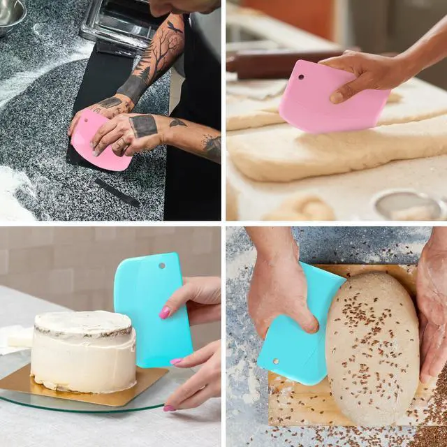Alt view image 5 of 5 - Bowl Scraper Dough Scraper 2-Pack, Flexible Plastic Kitchen Pastry Cutting Tool, Bread Dough Baking Cake Fondant Icing Food Scraper