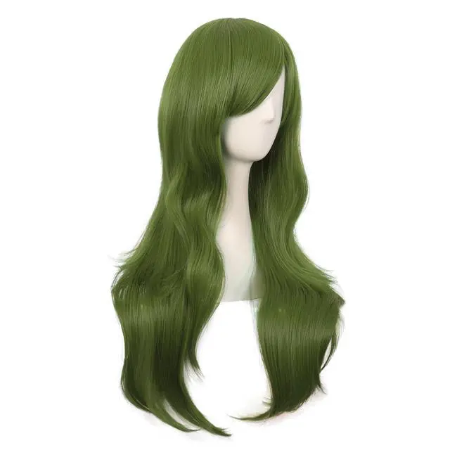 Alt view image 2 of 5 - MapofBeauty 71.12cm Long Curly Wig for Costume Cosplay, Olive Green