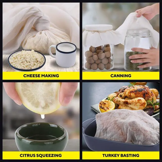 Alt view image 5 of 6 - Sufaniq 90 Grade (9 sq ft) 100% Pure Cotton Reusable Cheesecloth, Unbleached Ultra-Fine Fabric for Filtering, Premium Butter Muslin - 1 sq yd