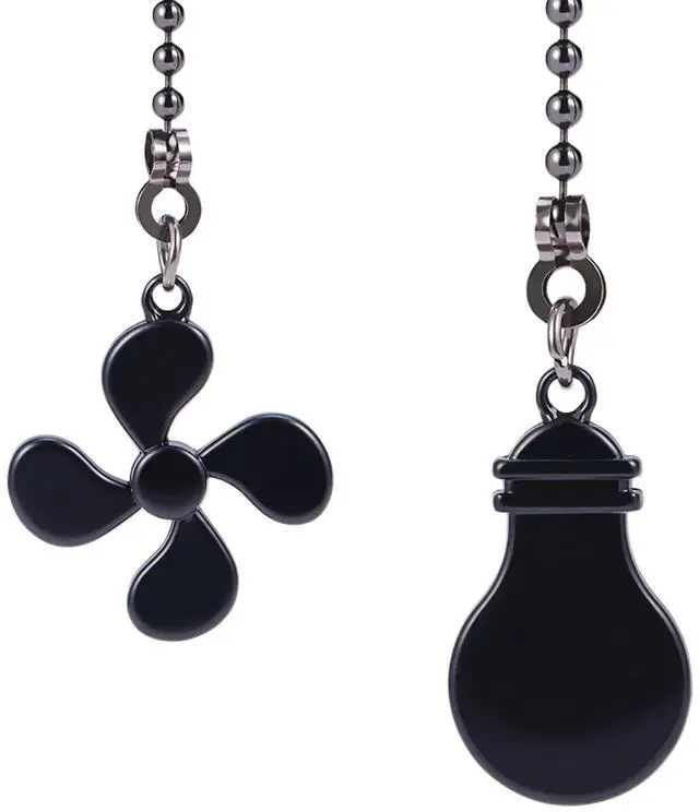 Main image of 2 Pack 12-Inch Ceiling Fan Pull Chain Extension, Bulb Shape Pull Chain Extender for Ceiling Fans and Light Fixtures, Decorative (1 Light + 1 Fan)