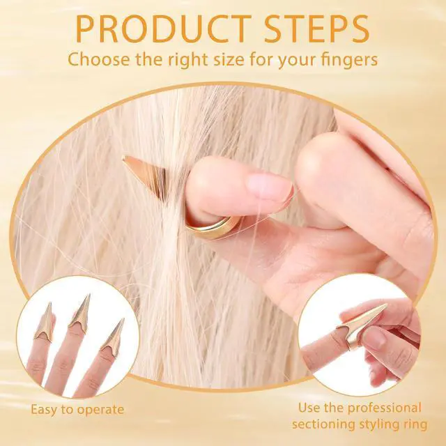 Alt view image 4 of 7 - 10 Pcs Metal Hair Parting Rings, Pinky Selecting Tools