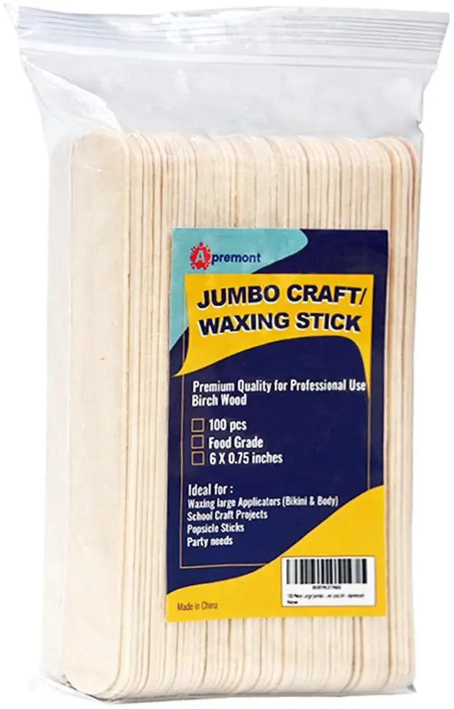 Main image of Apremont 100-Pack 6-Inch Natural Wooden Craft Sticks for DIY Projects, Popsicle Sticks, Paint Stirrers, and Art