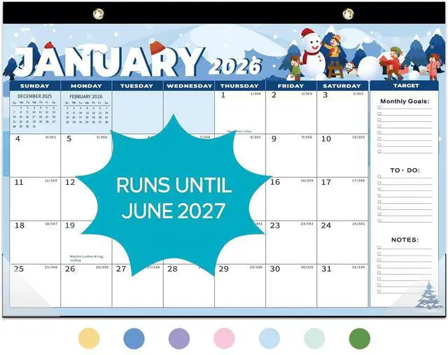 Main image of 2026-2027 Calendar January 2026 - June 2027 Large 43.18cm x 30.48cm Desk/Wall Monthly Calendar for Home, School or Office