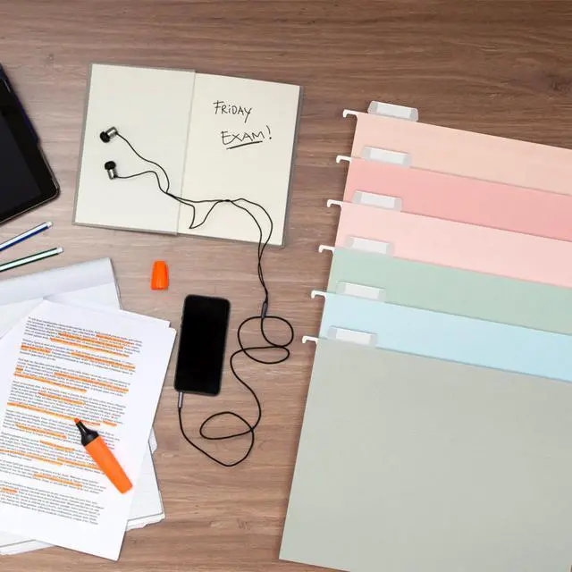 Alt view image 7 of 7 - Hanging File Folders, Letter Size, Assorted Pastel Colors, 6-Pack, 1/5 Cut Tabs, Heavy Duty, 2.54cm Expansion