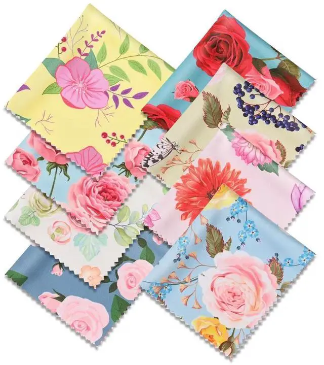 Main image of 8-Pack Microfiber Cleaning Cloths 7x6 Inches, Multicolor Floral, for Eyeglasses, Camera Lens, Phone, Laptop, LCD TV Screen