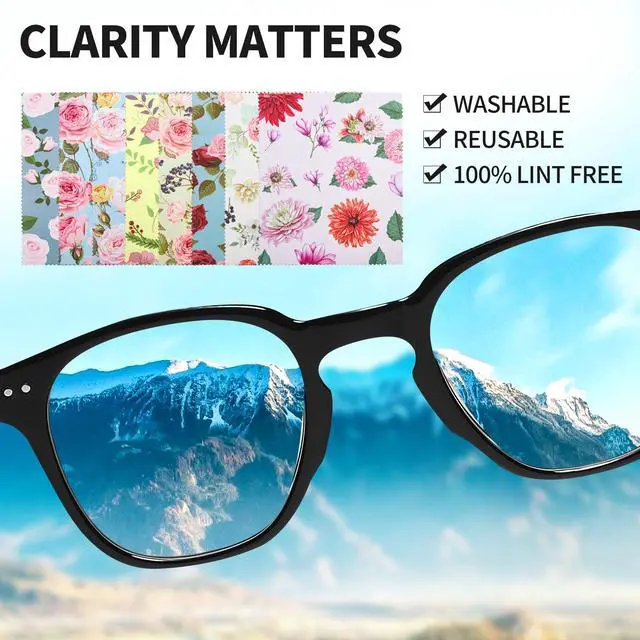 Alt view image 4 of 7 - 8-Pack Microfiber Cleaning Cloths 7x6 Inches, Multicolor Floral, for Eyeglasses, Camera Lens, Phone, Laptop, LCD TV Screen