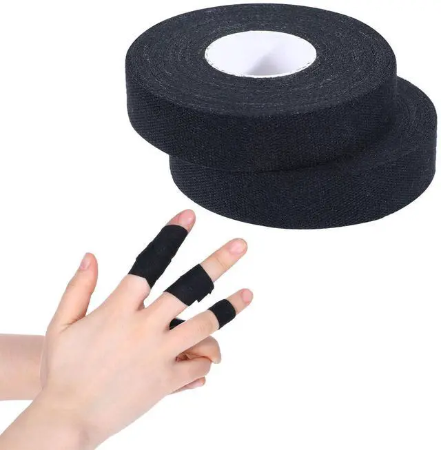 Main image of 2 Rolls Finger Tape, 0.6-Inch x 32-Feet, Extra Strong Adhesive, Athletic Tape for Fingers, Hands, Toes, Rock Climbing, Skin-Friendly, Outdoor Sports, Football (Black)
