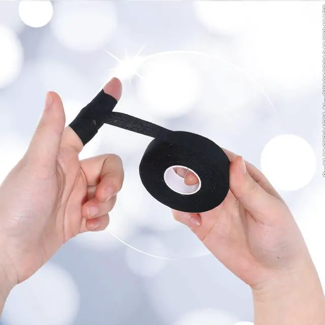 Alt view image 3 of 6 - 2 Rolls Finger Tape, 0.6-Inch x 32-Feet, Extra Strong Adhesive, Athletic Tape for Fingers, Hands, Toes, Rock Climbing, Skin-Friendly, Outdoor Sports, Football (Black)