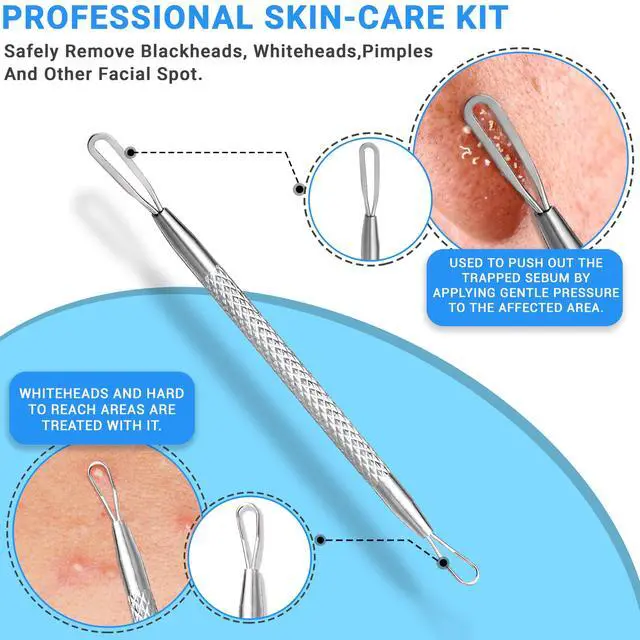 Alt view image 6 of 7 - 2Pcs Stainless Steel Surgical Pimple Extractor Acne Tool Blackhead Remover