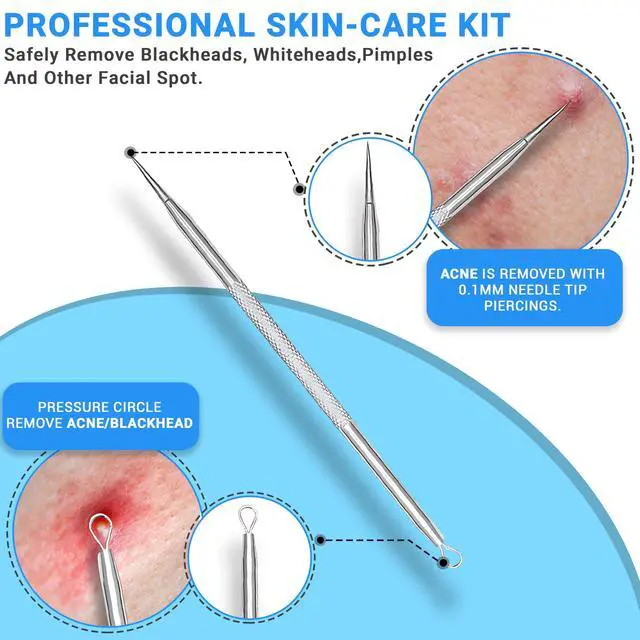 Alt view image 4 of 7 - 2Pcs Stainless Steel Surgical Pimple Extractor Acne Tool Blackhead Remover