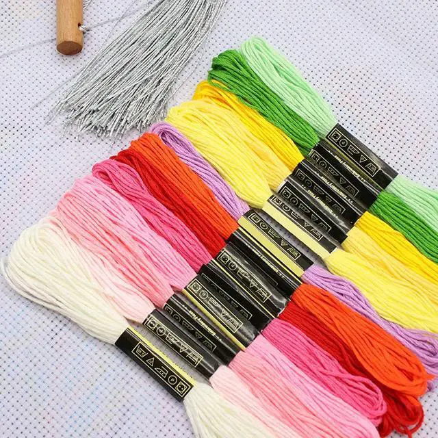 Alt view image 6 of 7 - 50 Skeins Rainbow Color Cotton Embroidery Floss Cross Stitch Friendship Bracelet String