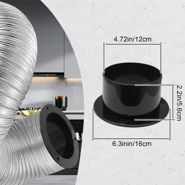 Alt view image 6 of 7 - 5-Inch Plastic Duct Connector Flange, Straight Pipe