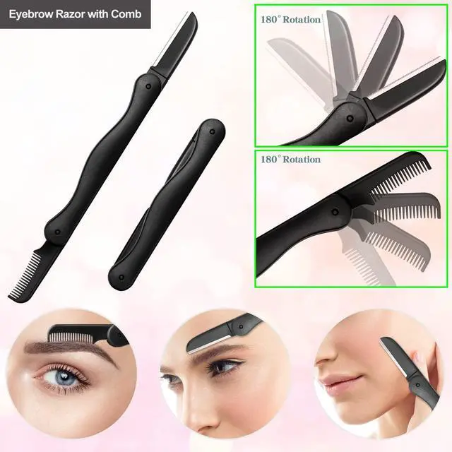 Alt view image 4 of 7 - 7 In 1 Brow Kit, Eyebrow Trimmer Set Including Brow Razors, Brush, Scissors, Tweezers, with Plastic Box for Women Men Eyelash Facial Grooming