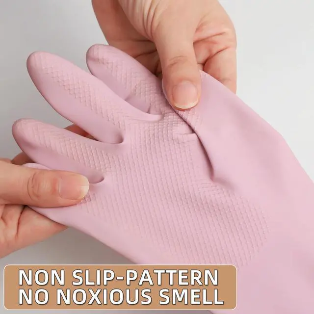 Alt view image 3 of 6 - Rubber Gloves 2Pairs Dishwashing Reusable Kitchen Gloves Non-Slip Long-lasting