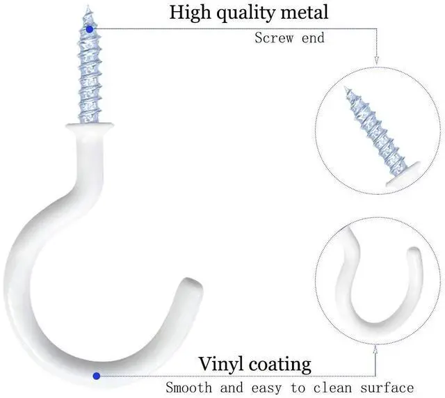 Alt view image 3 of 7 - Yuntop 12 Pack Vinyl Coated Ceiling Hooks, Screw-in Mug Hooks